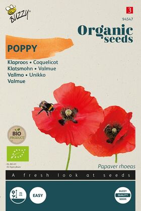 Biologische Papaver Zaden 'Klaproos Rood'